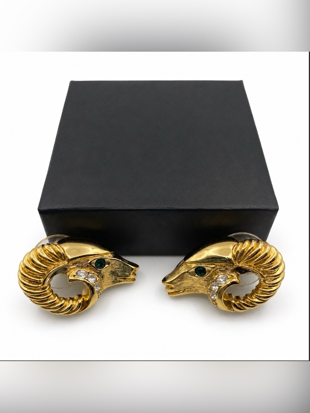 Kenneth Jay Lane Ram’s Head Earrings 1980’s Vintage (Susan Caplan Rediscovered) - Picture 6 of 10